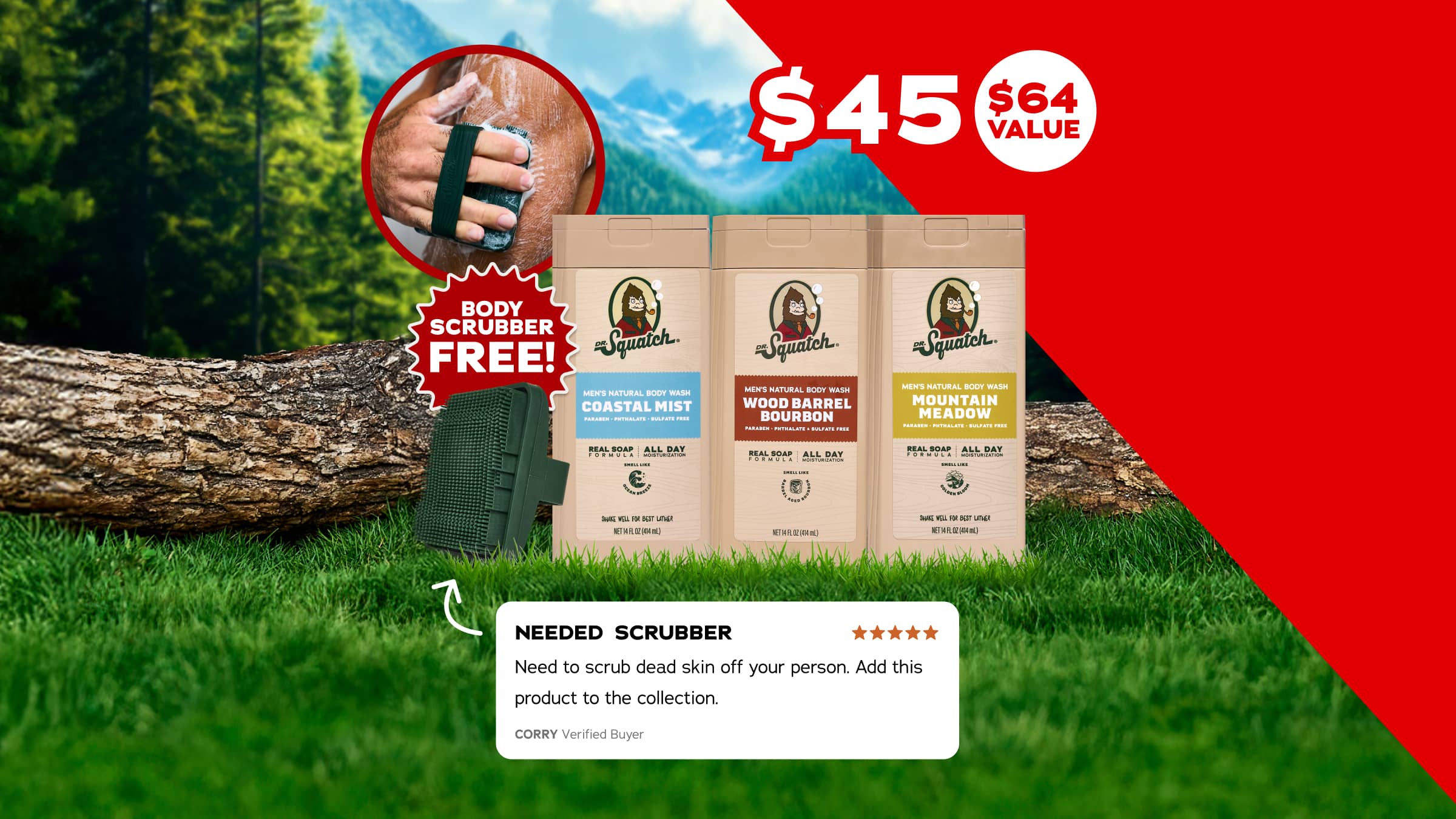 3-Pack Body Wash + FREE Body Scrubber - Freshen Up the Smart Way