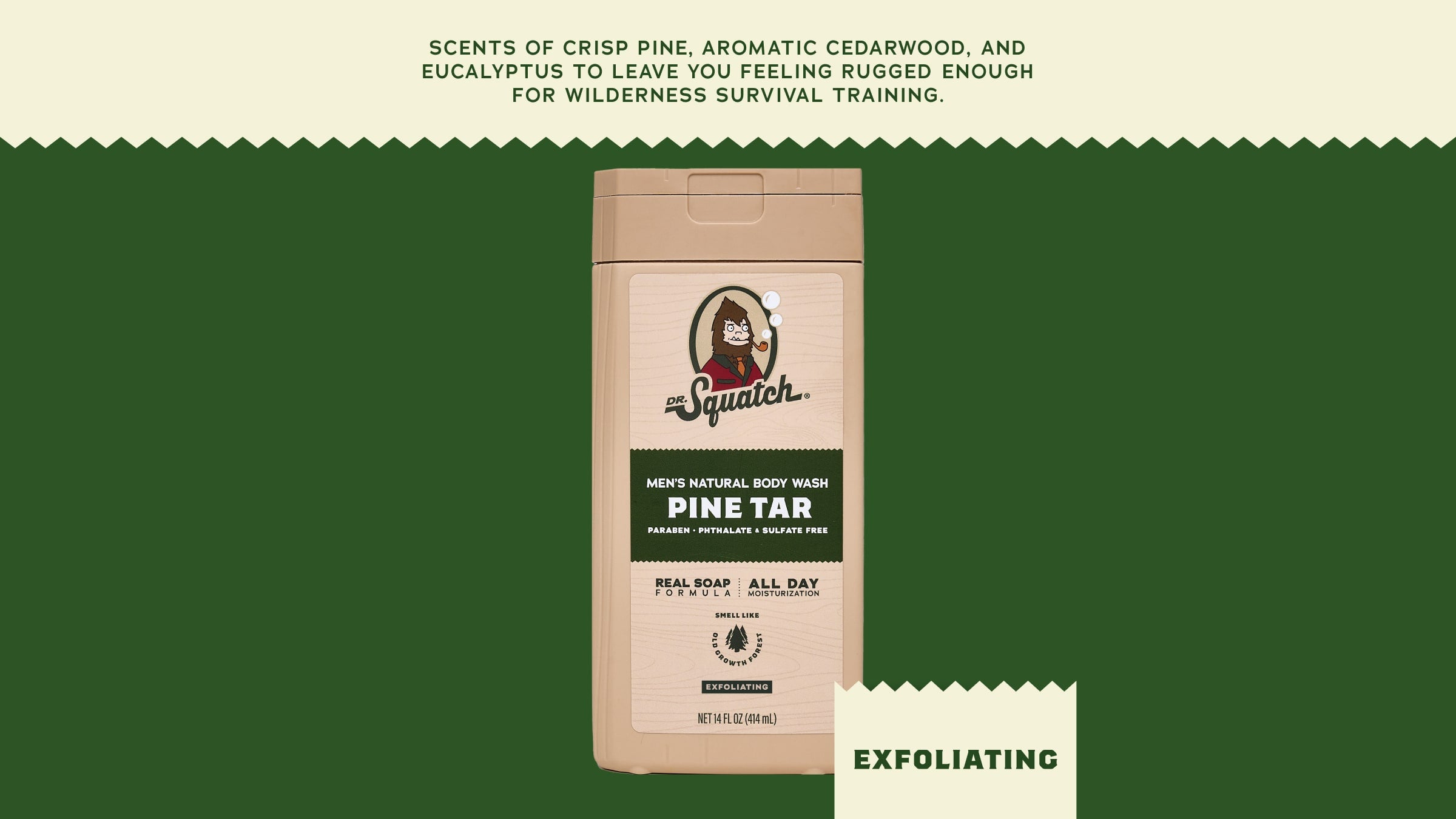 14 oz Pine Tar Exfoliating Body Wash - Smell Good and Feel Ready