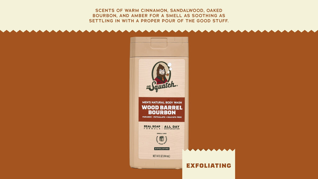 14 oz Wood Barrel Bourbon Exfoliating Body Wash - Clean That Feels Legit