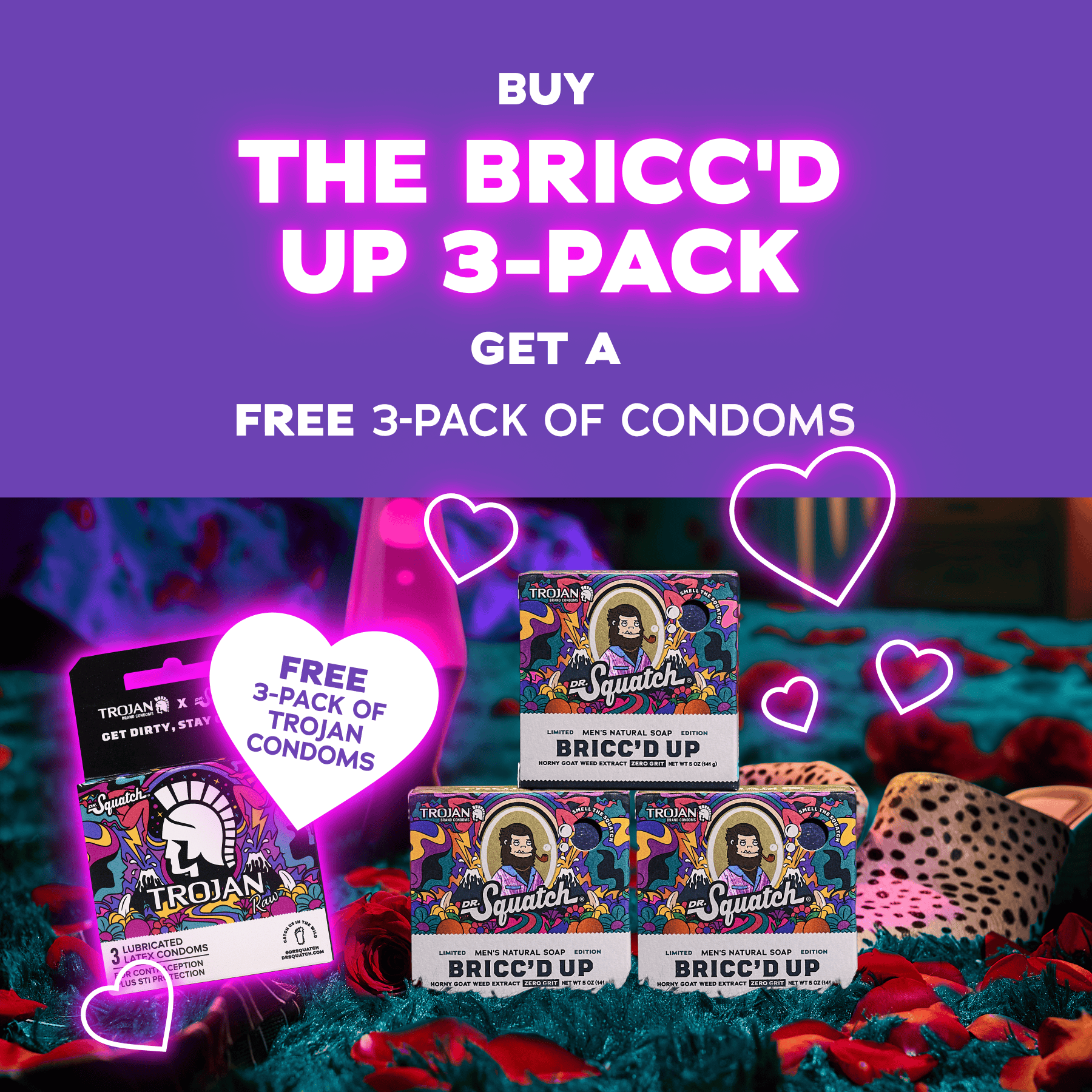 Bricc'd Up Condom 3-Pack - Clean Body Fresh Mind