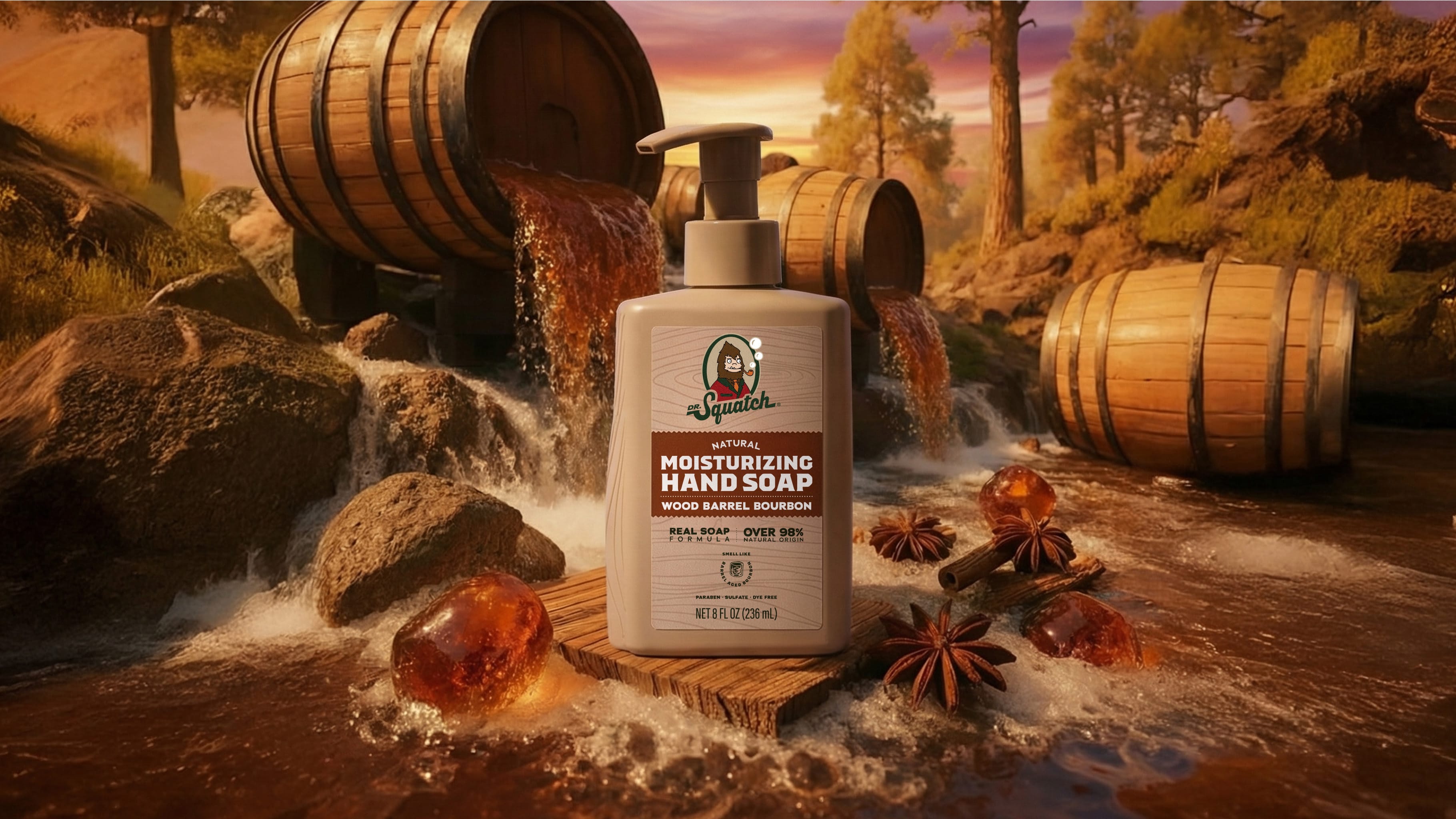 Wood Barrel Bourbon Hand Soap - Step Out Fresh From the Shower